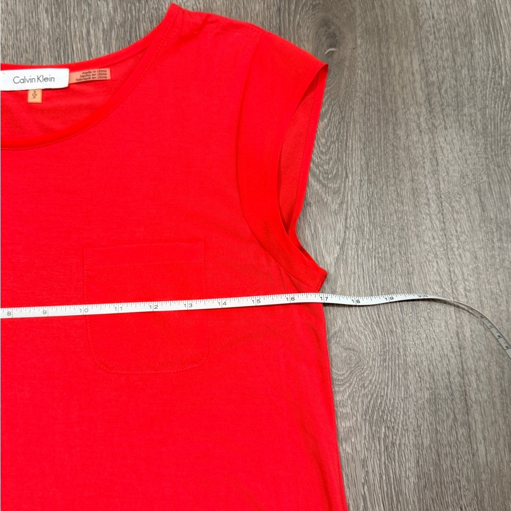 Calvin Klein Women's Coral Short Sleeve Tee with Chiffon Accents Size S - Picture 6 of 12